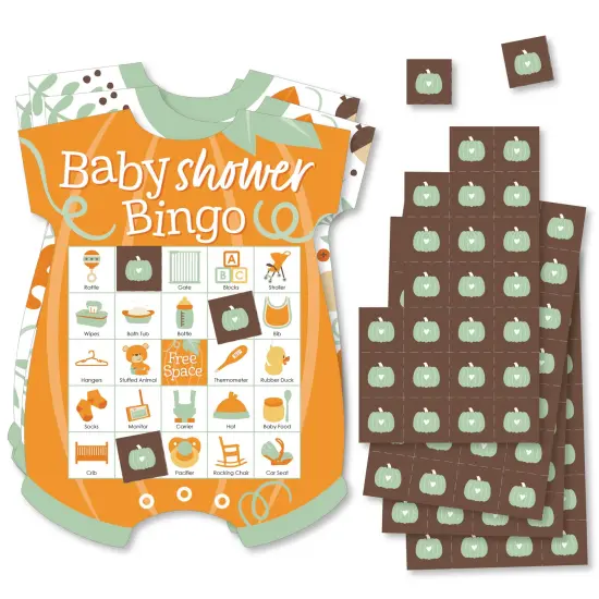 Big Dot of Happiness Little Pumpkin - Picture Bingo Cards and Markers - Fall Baby Shower Shaped Bingo Game - Set of 18 {1}