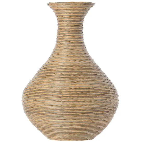 38-inch Tall Artificial Rattan Floor Vase in Elegant Beige - Statement Piece for Living Room Decor, Entryway, or Hallway - Versatile Home Accent for Dried or Silk Floral Arrangements {3}
