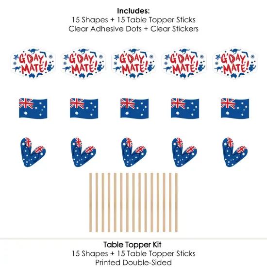 Big Dot of Happiness Australia Day - G'Day Mate Aussie Party Centerpiece Sticks - Table Toppers - Set of 15 {7}
