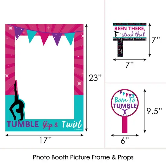 Big Dot of Happiness Tumble Flip & Twirl - Gymnastics - Birthday Gymnast Party Selfie Photo Booth Picture Frame & Props - Printed on Sturdy Material {6}