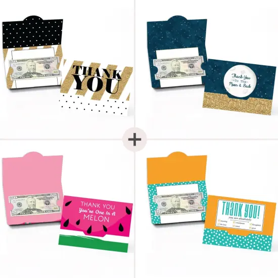 Big Dot of Happiness Assorted Thank You Note Cards - Blank Thank You Money and Gift Card Holders - Set of 8 {4}