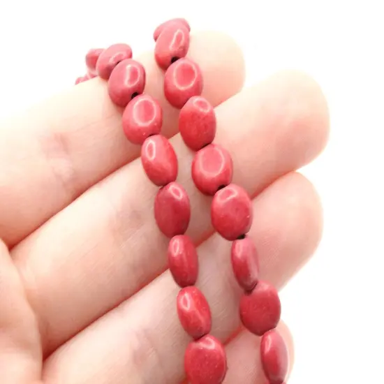52 8mm Dyed Red Howlite Stone Coin Beads {3}