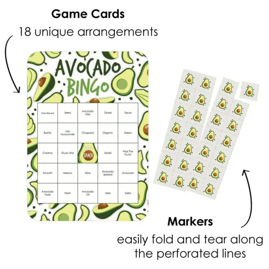 Big Dot of Happiness Hello Avocado - Bingo Cards and Markers - Fiesta Party Bingo Game - Set of 18 {3}