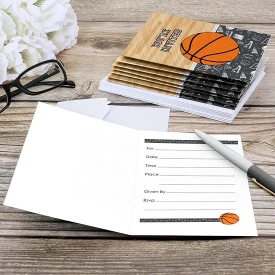 Big Dot of Happiness Nothin' but Net - Basketball - Fill-in Baby Shower or Birthday Party Invitations (8 Count) {6}