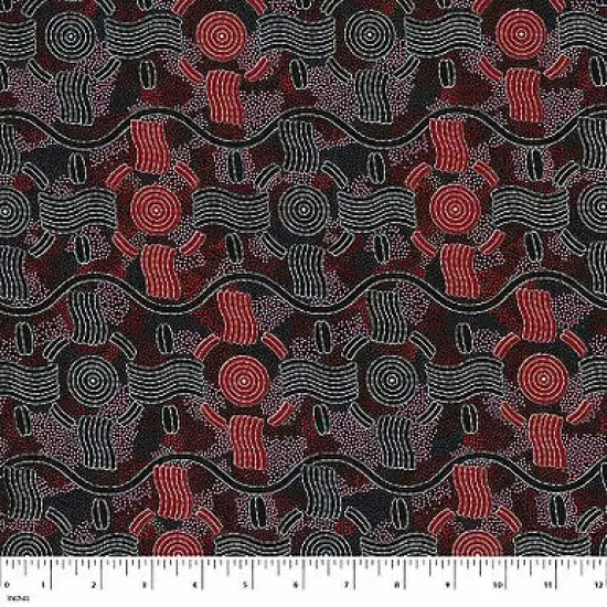 Aboriginal fabric Rain Dreaming Red by M S Textiles {1}