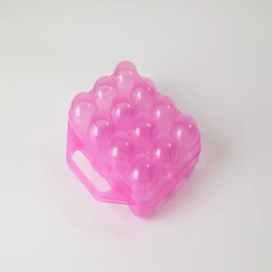 Clear Plastic Egg Carton, 12 Egg Holder Carrying Case with Handle Pink {6}
