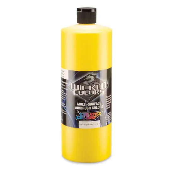 Createx Wicked Colors Airbrush Color - Opaque Hansa Yellow, 32 oz, Bottle {1}