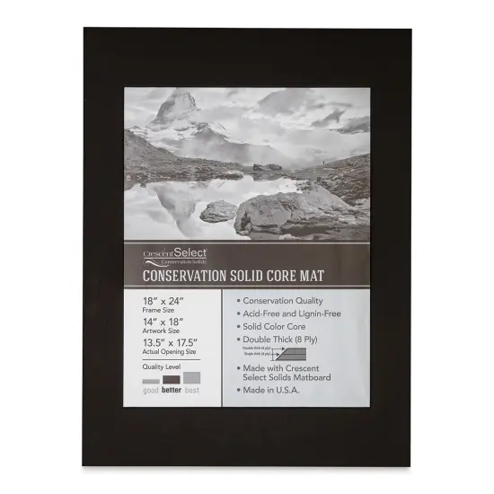 Crescent Select Conservation Solids Pre-Cut Mat - Deep Black, 8 ply, 18" x 24" {1}