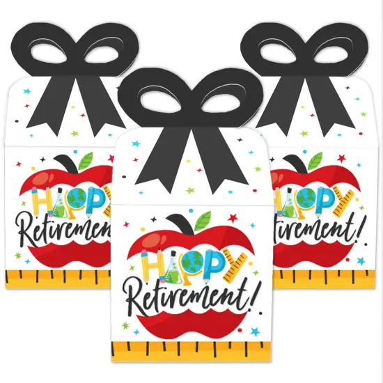 Big Dot of Happiness Teacher Retirement - Square Favor Gift Boxes - Happy Retirement Party Bow Boxes - Set of 12 {3}
