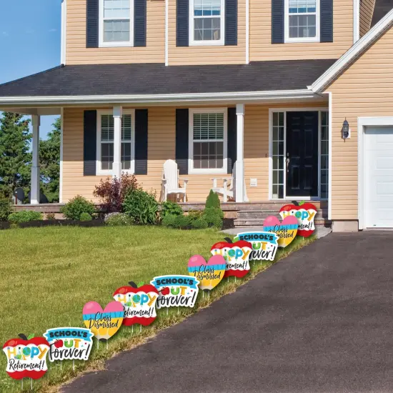 Big Dot of Happiness Teacher Retirement - Pencil Apple Lawn Decorations - Outdoor Happy Retirement Party Yard Decorations - 10 Piece {4}