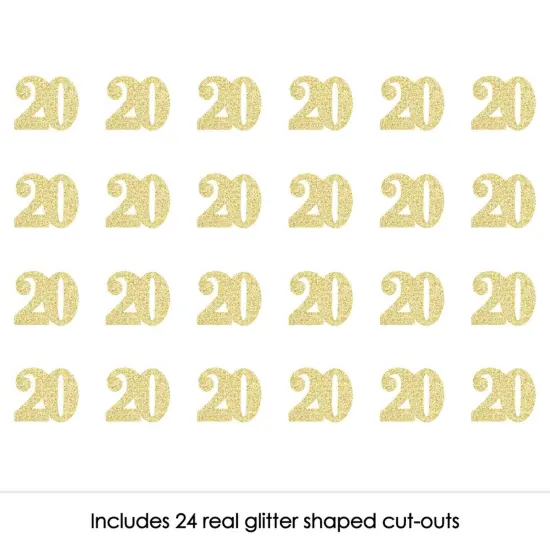 Big Dot of Happiness Gold Glitter 20 - No-Mess Real Gold Glitter Cut-Out Numbers - 20th Birthday Party Confetti - Set of 24 {3}