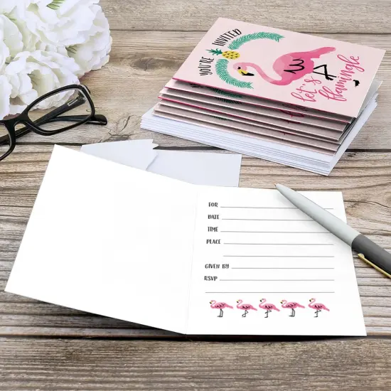 Big Dot of Happiness Pink Flamingo - Party Like a Pineapple - Tropical Summer Fill In Invitations (8 count) {6}