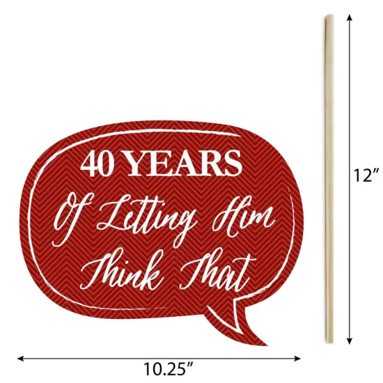 Big Dot of Happiness Funny We Still Do - 40th Wedding Anniversary - Anniversary Party Photo Booth Props Kit - 10 Piece {6}