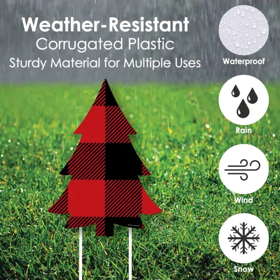 Big Dot of Happiness Holiday Plaid Trees - Outdoor Lawn Sign Decorations with Stakes - Buffalo Plaid Christmas Party Yard Display - 3 Pieces {4}