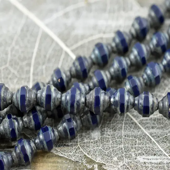 *19* 7x6mm Navy Blue Travertine Mini Turbine Beads {4}