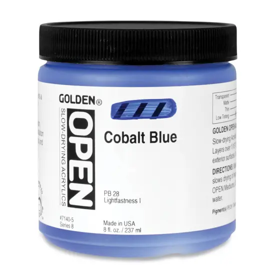 Golden Open Acrylics - Cobalt Blue, 8 oz Jar {1}