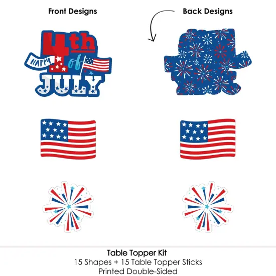 Big Dot of Happiness Firecracker 4th of July -Party Centerpiece Sticks - Table Toppers - Set of 15 {6}