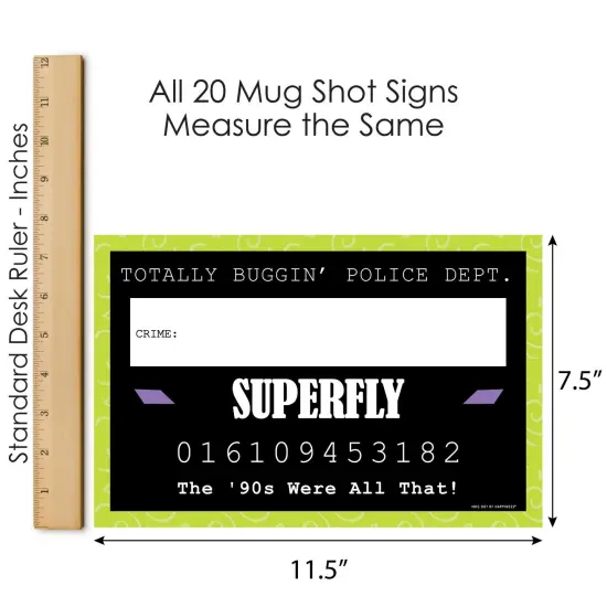 Big Dot of Happiness 90's Throwback - Party Mug Shots - Photo Booth Props 1990s Party Mugshot Signs - 20 Count {7}