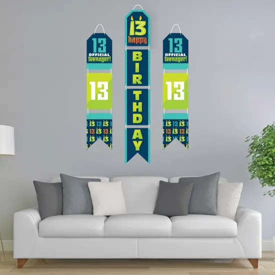 Big Dot of Happiness Boy 13th Birthday - Hanging Vertical Paper Door Banners - Official Teenager Birthday Party Wall Decor Kit- Indoor Door Decor {3}