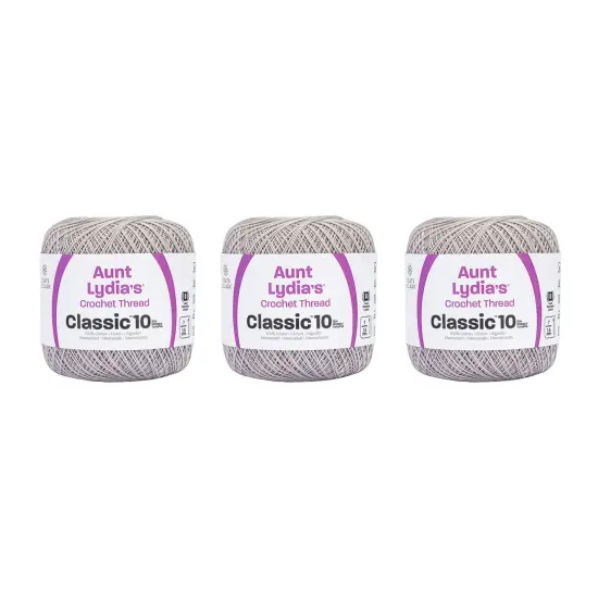 Aunt Lydia Classic Silver Crochet - 3 Pack of 350y/320m - Cotton - Gauge 10 - Crochet {1}