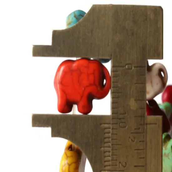 38 15mm Howlite Elephant Mixed Color Dyed Gemstone Beads bR1 {6}