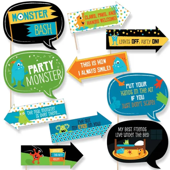 Big Dot of Happiness Funny Monster Bash - Little Monster Birthday Party or Baby Shower Photo Booth Props Kit - 10 Piece {1}