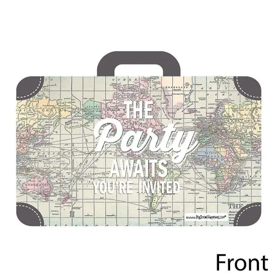Big Dot of Happiness World Awaits - Shaped Fill-in Invitations - Travel Themed Invitation Cards with Envelopes - Set of 12 {3}