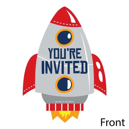 Big Dot of Happiness Blast Off to Outer Space - Shaped Fill-in Invites - Rocket Baby Shower or Birthday Party Invite Cards with Envelopes - Set of 12 {3}