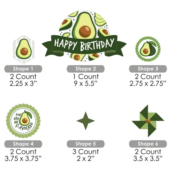 Big Dot of Happiness Hello Avocado - Fiesta Birthday Party Cake Decorating Kit - Happy Birthday Cake Topper Set - 11 Pieces {7}
