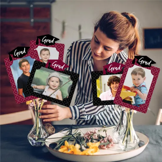 Big Dot of Happiness Maroon Grad - Best is Yet to Come - Graduation Party Picture Centerpiece Sticks - Photo Table Toppers - 15 Pieces {3}