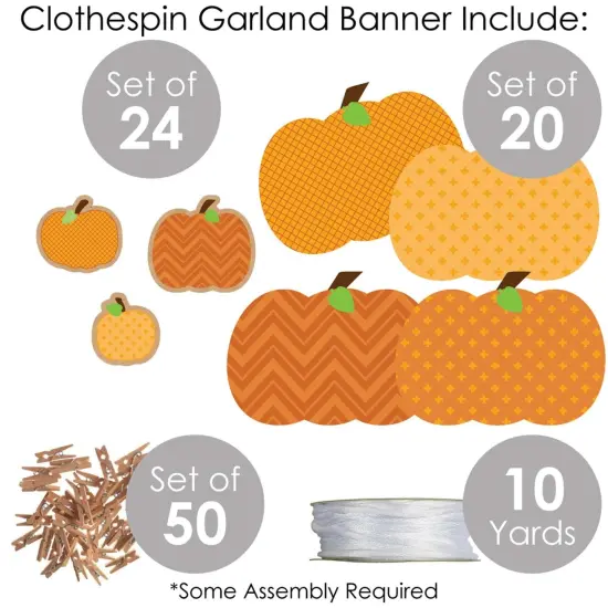 Big Dot of Happiness Pumpkin Patch - Fall, Halloween or Thanksgiving Party DIY Decorations - Clothespin Garland Banner - 44 Pieces {6}