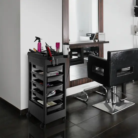 Saloniture Beauty Salon Rolling Trolley Cart With 5 Drawers {6}