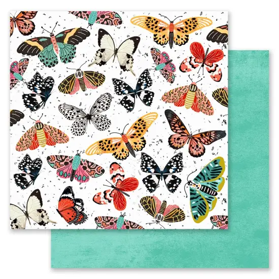 Painted Floral Collection 12x12 Sheet - Butterflies galore - 12x12 in, w foil details (10 SHEETS) {1}