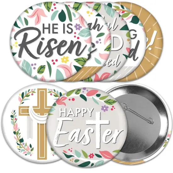 Big Dot of Happiness Religious Easter - 3 inch Christian Holiday Party Badge - Pinback Buttons - Set of 8 {1}