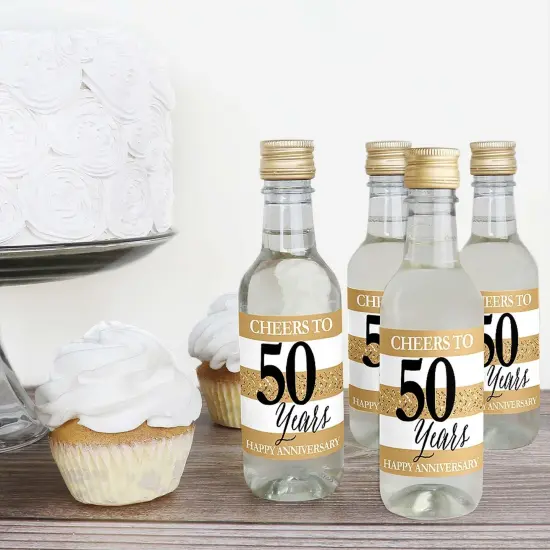 Big Dot of Happiness We Still Do - 50th Wedding Anniversary - Mini Wine and Champagne Bottle Label Stickers - Anniversary Party Favor Gift - Set of 16 {4}