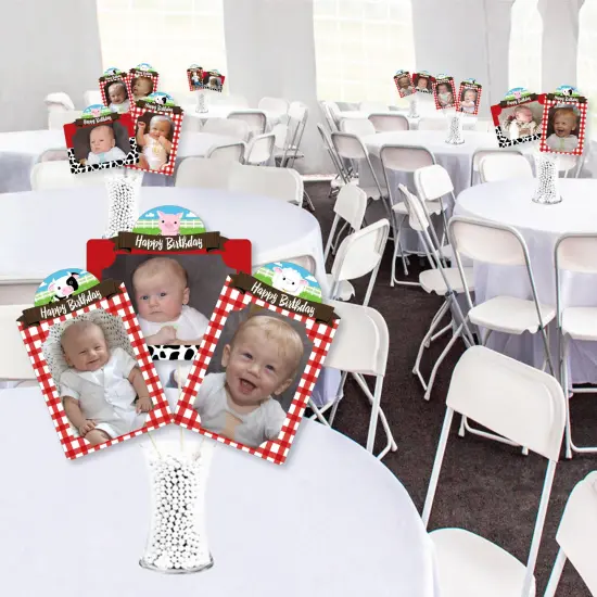 Big Dot of Happiness Farm Animals - Barnyard Birthday Party Picture Centerpiece Sticks - Photo Table Toppers - 15 Pieces {4}