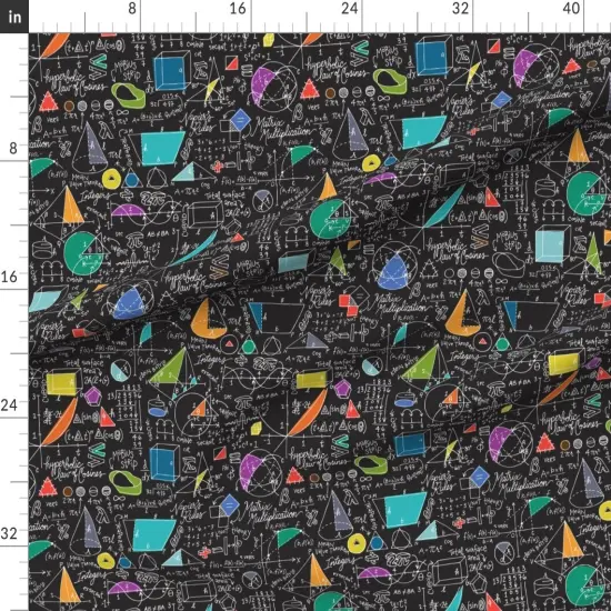 Various Fabrics by the Yard or Fat Quarter Count Math Mathematics Numbers Science Black Geometry Custom Printed Fabric by Spoonflower {1}