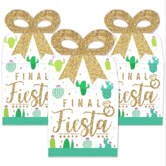 Big Dot of Happiness Final Fiesta - Square Favor Gift Boxes - Last Fiesta Bachelorette Party Bow Boxes - Set of 12 {3}