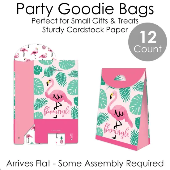 Big Dot of Happiness Pink Flamingo - Tropical Summer Gift Favor Bags - Party Goodie Boxes - Set of 12 {7}