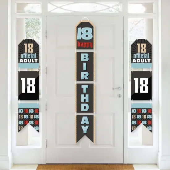 Big Dot of Happiness Boy 18th Birthday - Hanging Vertical Paper Door Banners - Eighteenth Birthday Party Wall Decoration Kit - Indoor Door Decor {1}
