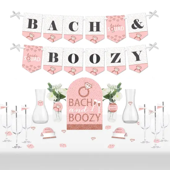 Big Dot of Happiness Bride Squad - DIY Rose Gold Bridal Shower or Bachelorette Party Bach and Boozy Signs - Drink Bar Decorations Kit - 50 Pieces {1}