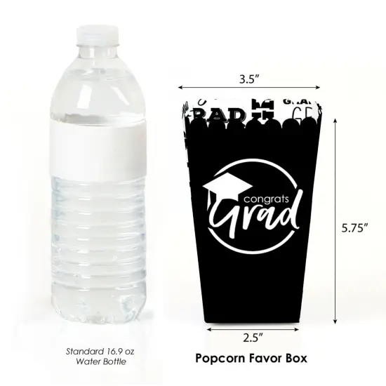 Big Dot of Happiness Black and White Graduation Party Favor Popcorn Treat Boxes - Set of 12 {3}