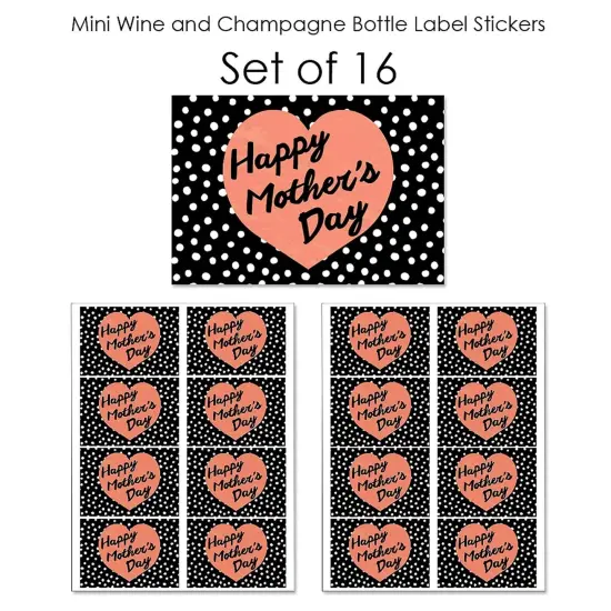 Big Dot of Happiness Best Mom Ever - Mini Wine and Champagne Bottle Label Stickers - Mother's Day Favor Gift for Women and Men - Set of 16 {7}