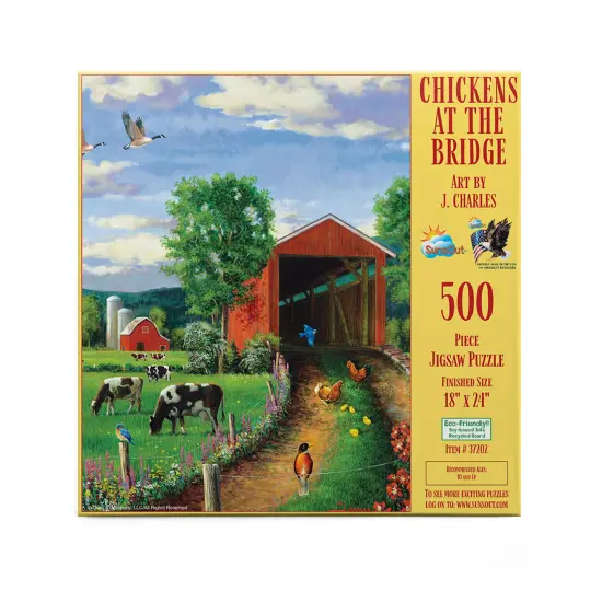 Sunsout Chickens At the Bridge 500 pc Jigsaw Puzzle 37202 {4}
