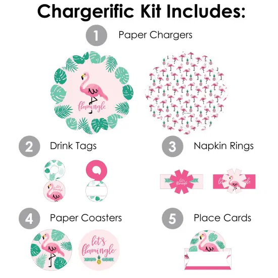 Big Dot of Happiness Pink Flamingo - Tropical Summer Party Paper Charger and Table Decorations - Chargerific Kit - Place Setting for 8 {4}