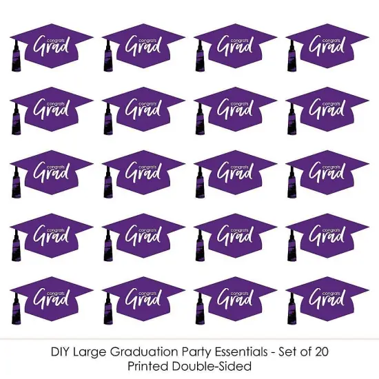 Big Dot of Happiness Purple Graduation Hat Decorations - DIY Large Party Essentials - 20 Count {6}
