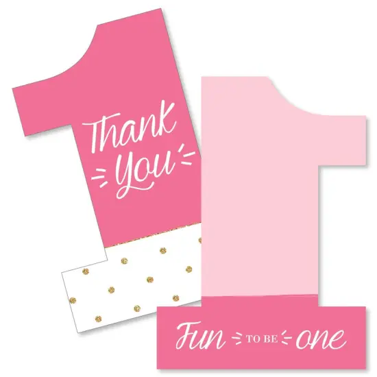 Big Dot of Happiness 1st Birthday Girl - Fun to be One - Shaped Thank You Cards - First Birthday Party Thank You Note Cards with Envelopes - Set of 12 {1}