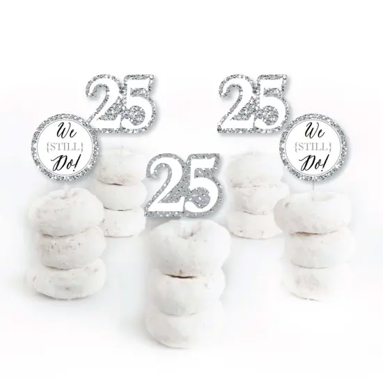 Big Dot of Happiness We Still Do - 25th Wedding Anniversary - Dessert Cupcake Toppers - Anniversary Party Clear Treat Picks - Set of 24 {3}