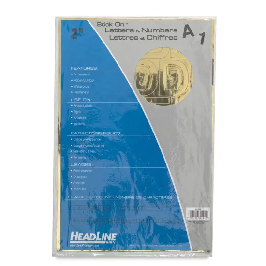 Headline Vinyl Letters and Numbers – 2” Letters and Numbers, Helvetica, Metallic Gold {1}