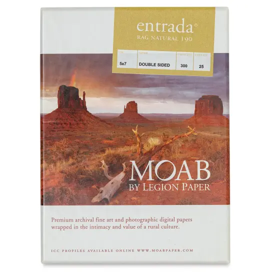 Legion Moab Entrada Digital Rag Paper - 5" x 7", Natural, 300 gsm, Pkg of 25 {1}